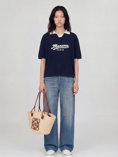 Mansour Shirt 'Jacquard Knitted Polo' in Navy, Item view