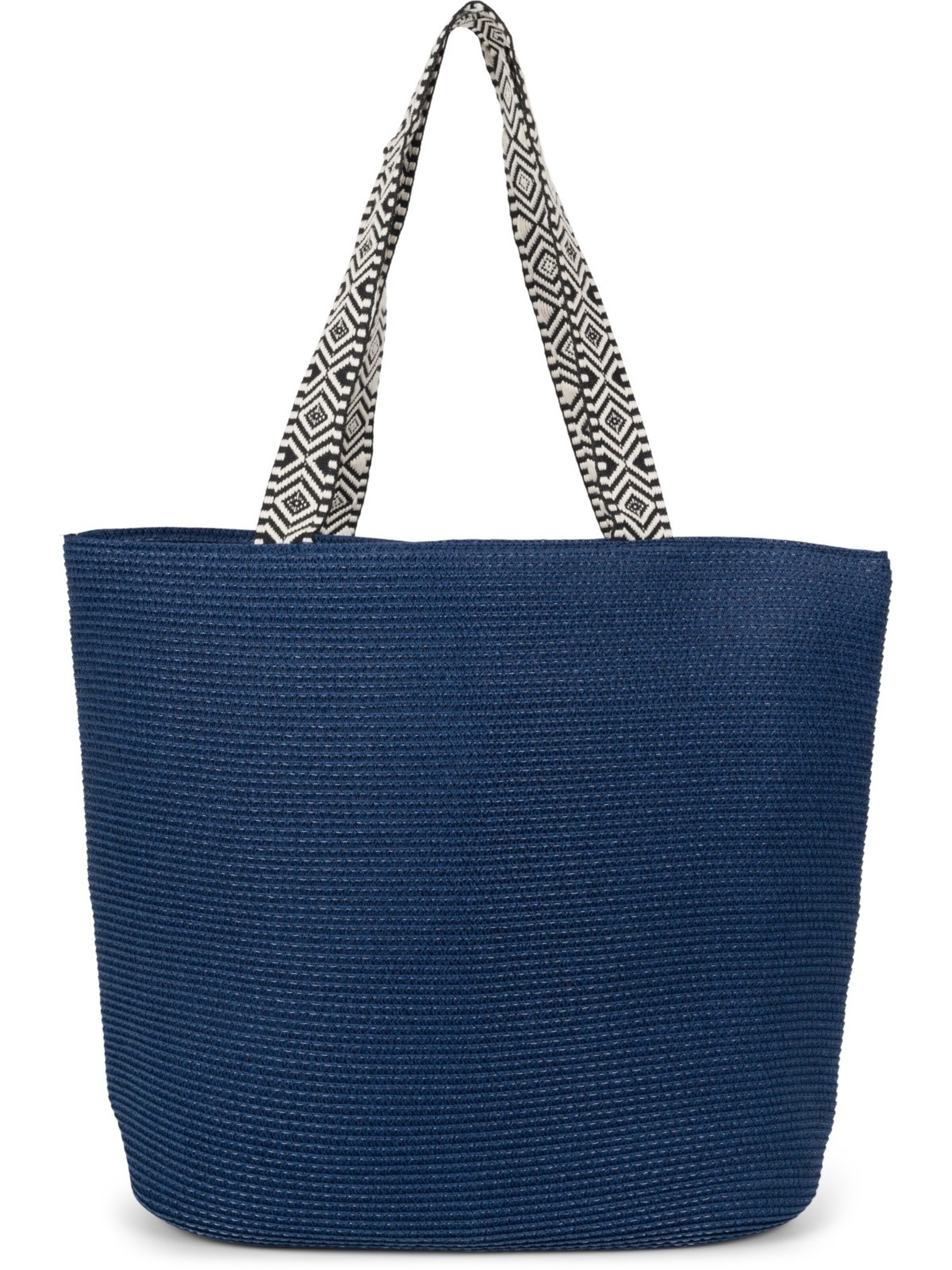 styleBREAKER Beach bag 'Papierstroh Strandtasche Azteken Muster' in Blue