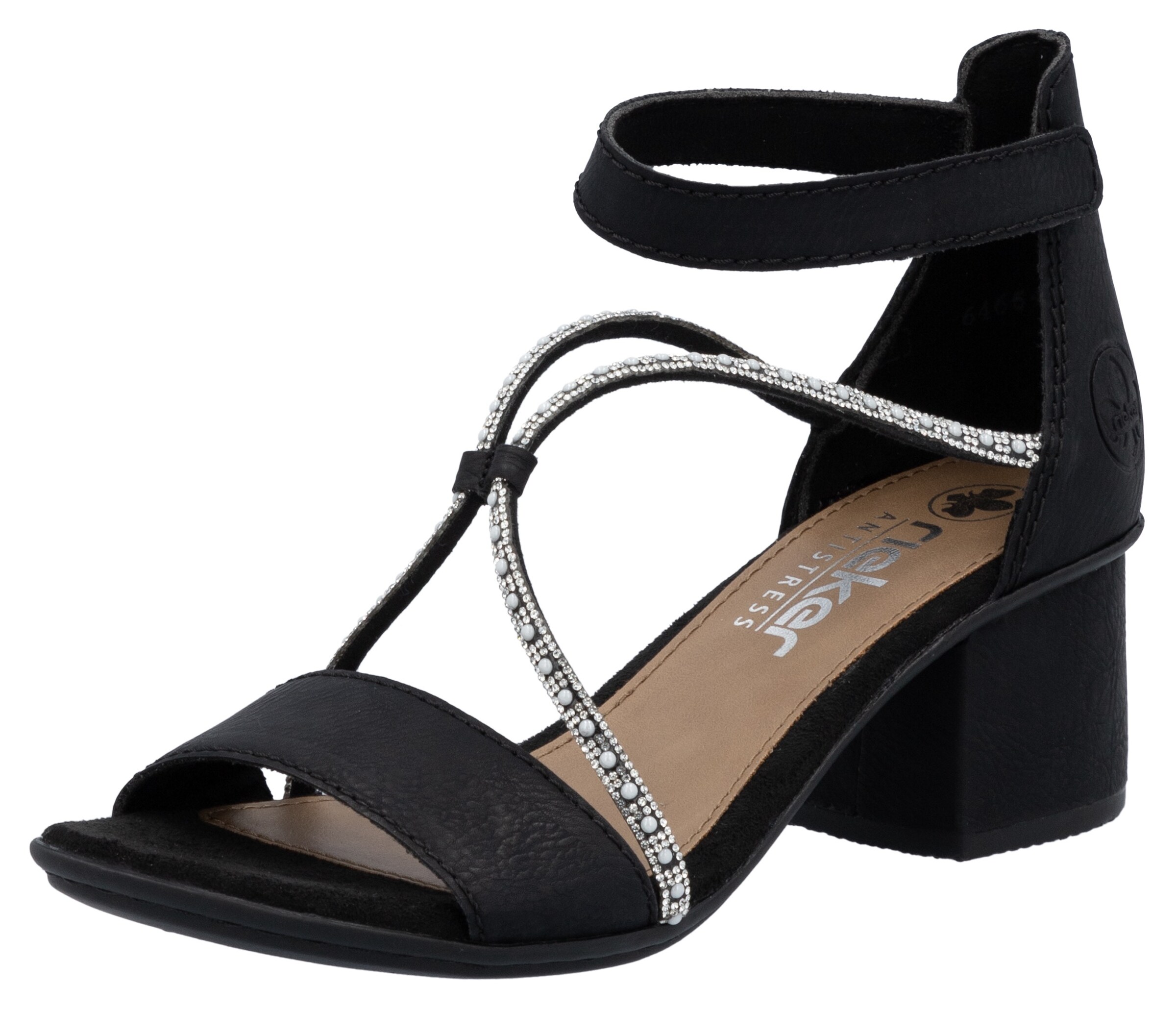 Sandales à lanières Rieker en noir : devant