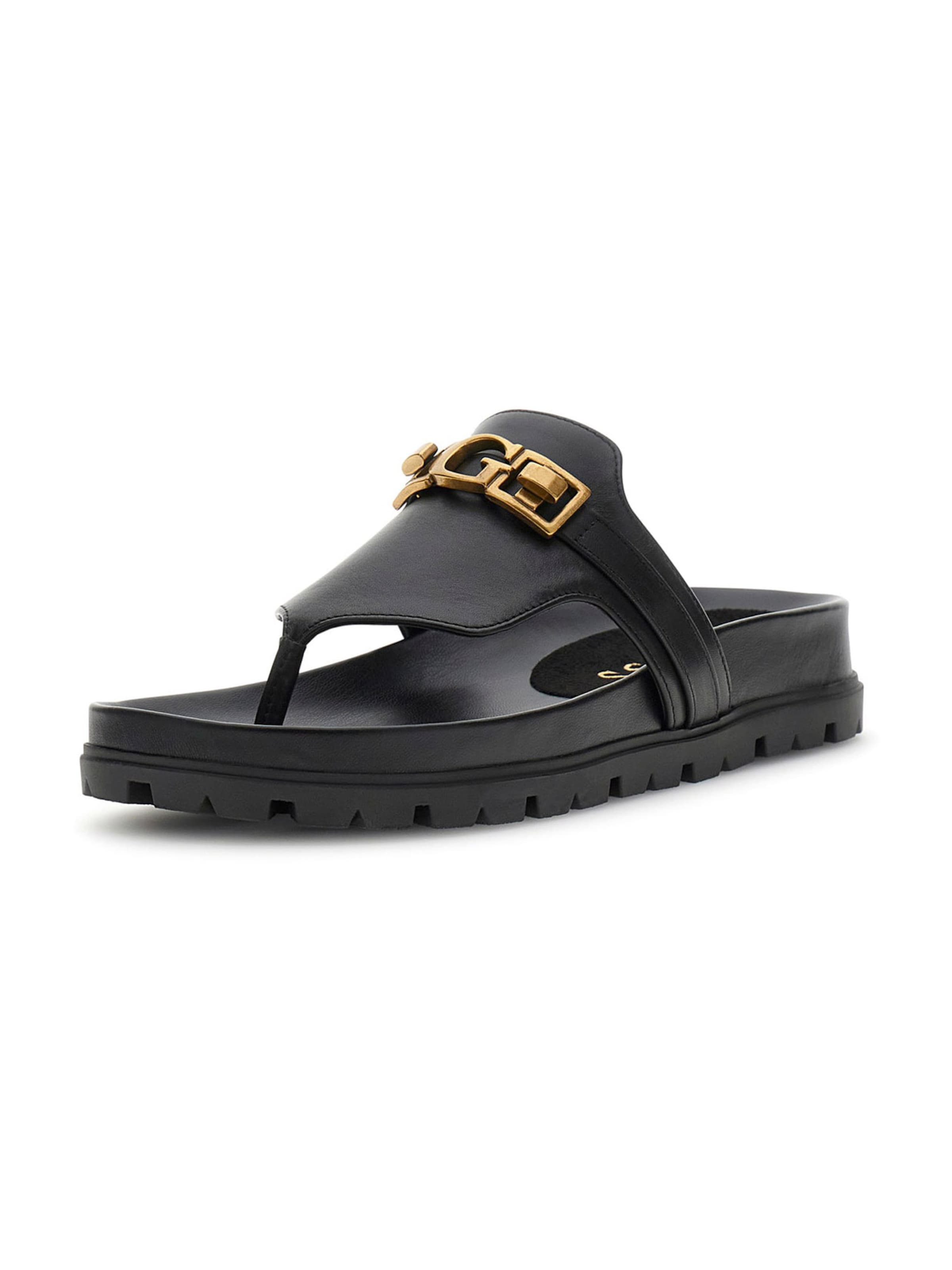 GUESS - Sandalias de dedo 'FARRON' en negro: frente