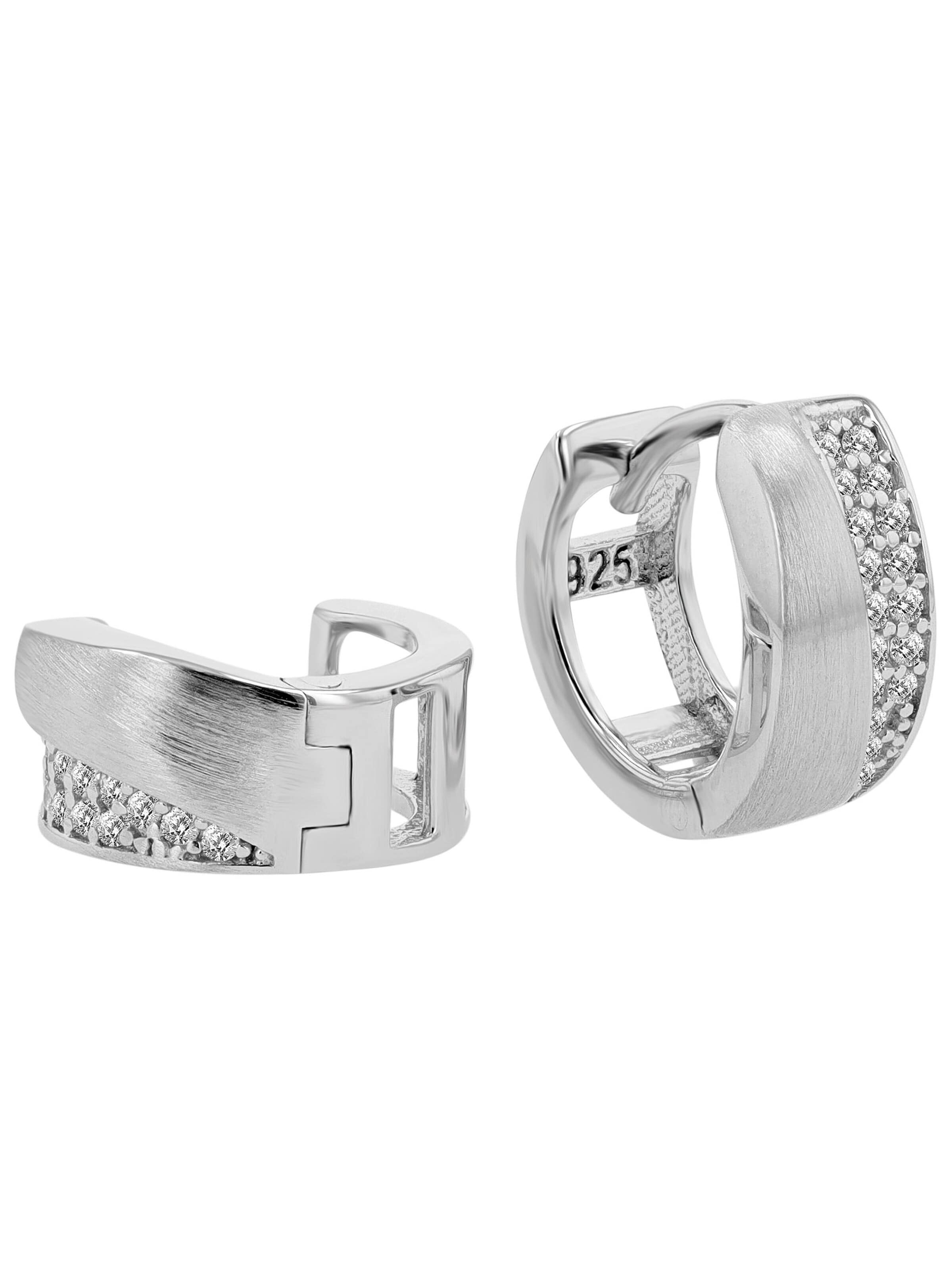 Akzent Earrings '"Fjella" aus 925 Sterlingsilber, rhodiniert, langlebig' in Silver: front