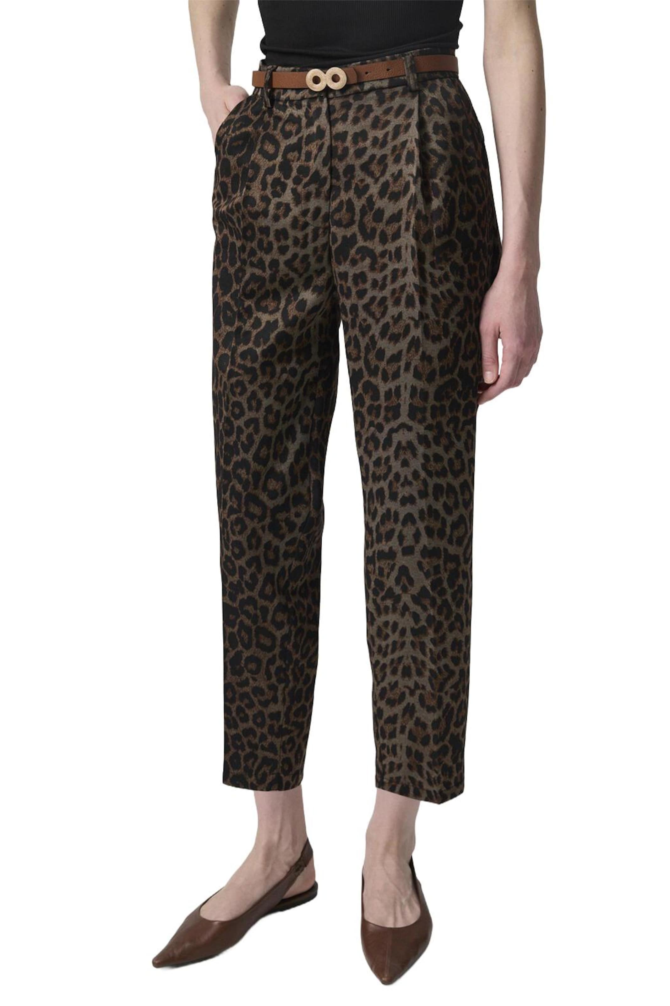 Touche Prive Tapered Bandplooibroek in Bruin: voorkant