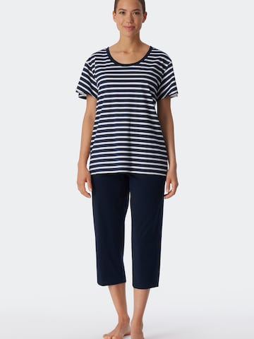 SCHIESSER Pyjama 'Essential Stripes' in Blau: predná strana