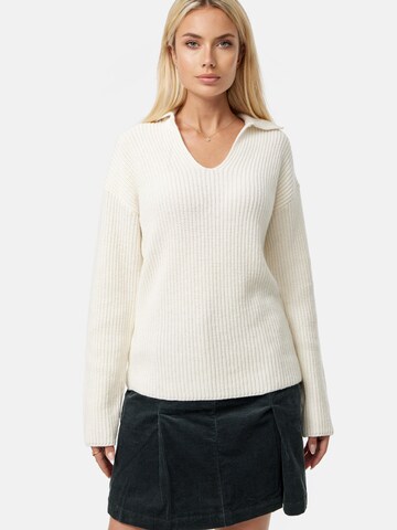 re.draft Pullover 'V-Neck Collar Sweater' in Weiß: predná strana