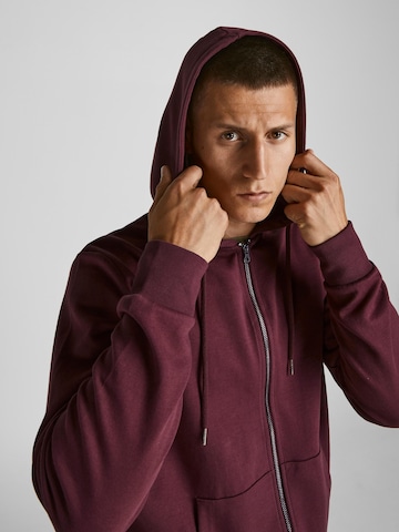 JACK & JONES Zip-Up Hoodie in Red