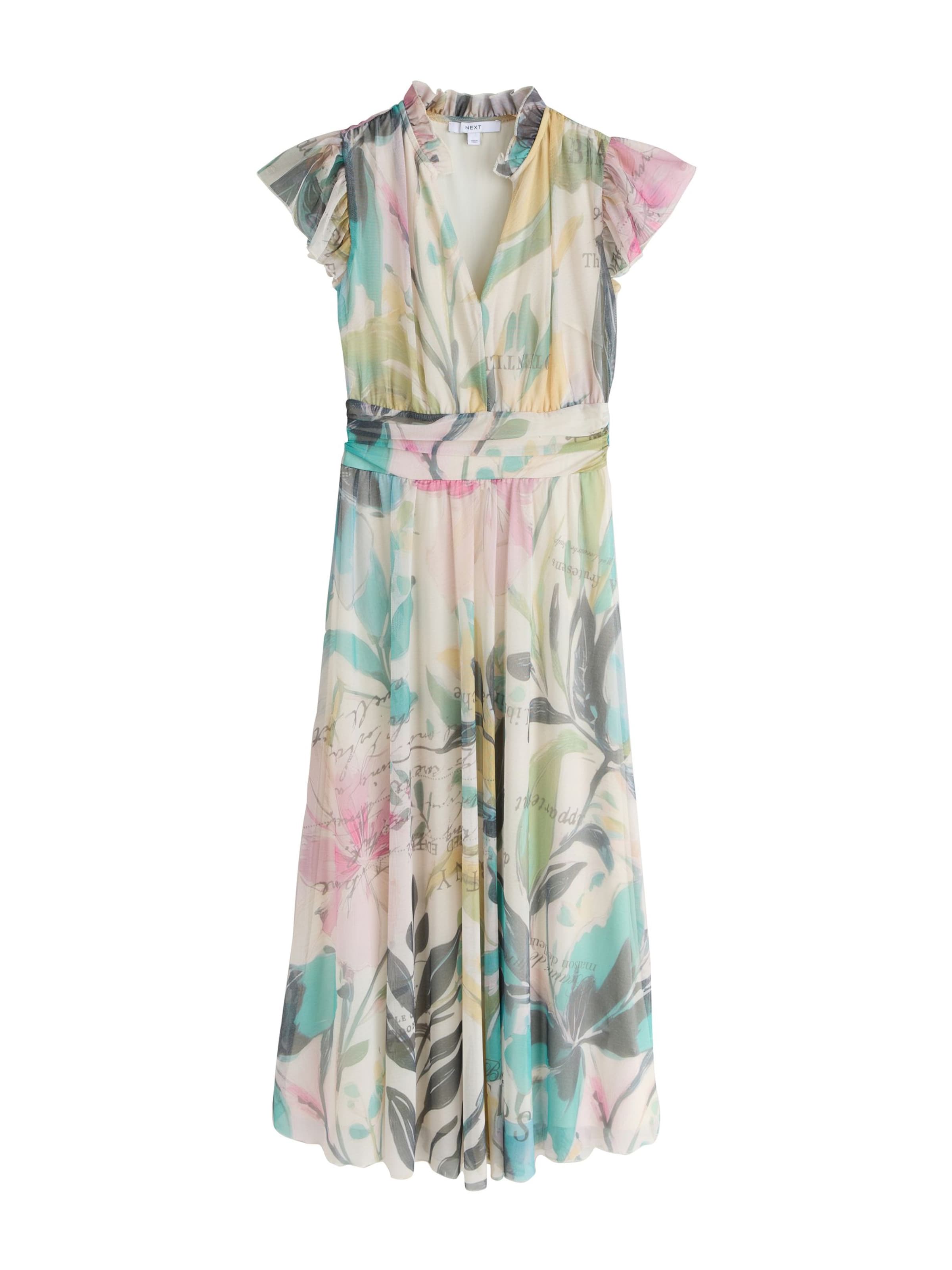 Next Kjole i ecru / aqua / gul / lysegrøn / gammelrosa / sort, Produktvisning