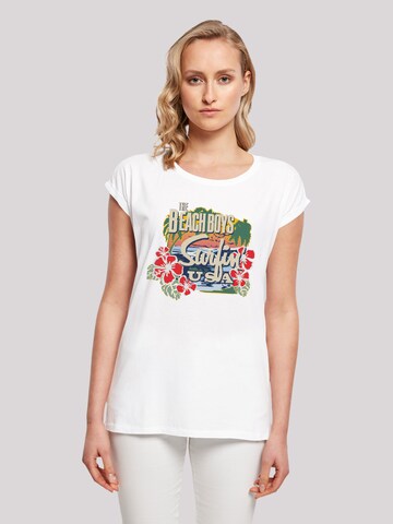 F4NT4STIC Shirt 'The Beach Boys Musik Band Tropical' in Wit: voorkant