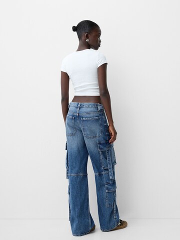 Wide Leg Jeans cargo Bershka en bleu