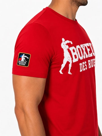 Boxeur des Rues - Traje para estar en casa 'Herren Set Boxeur des Rues: Baumwollshorts Schwarz + Slim-Fit T-Shirt Rot, Weißes Logo' en rojo