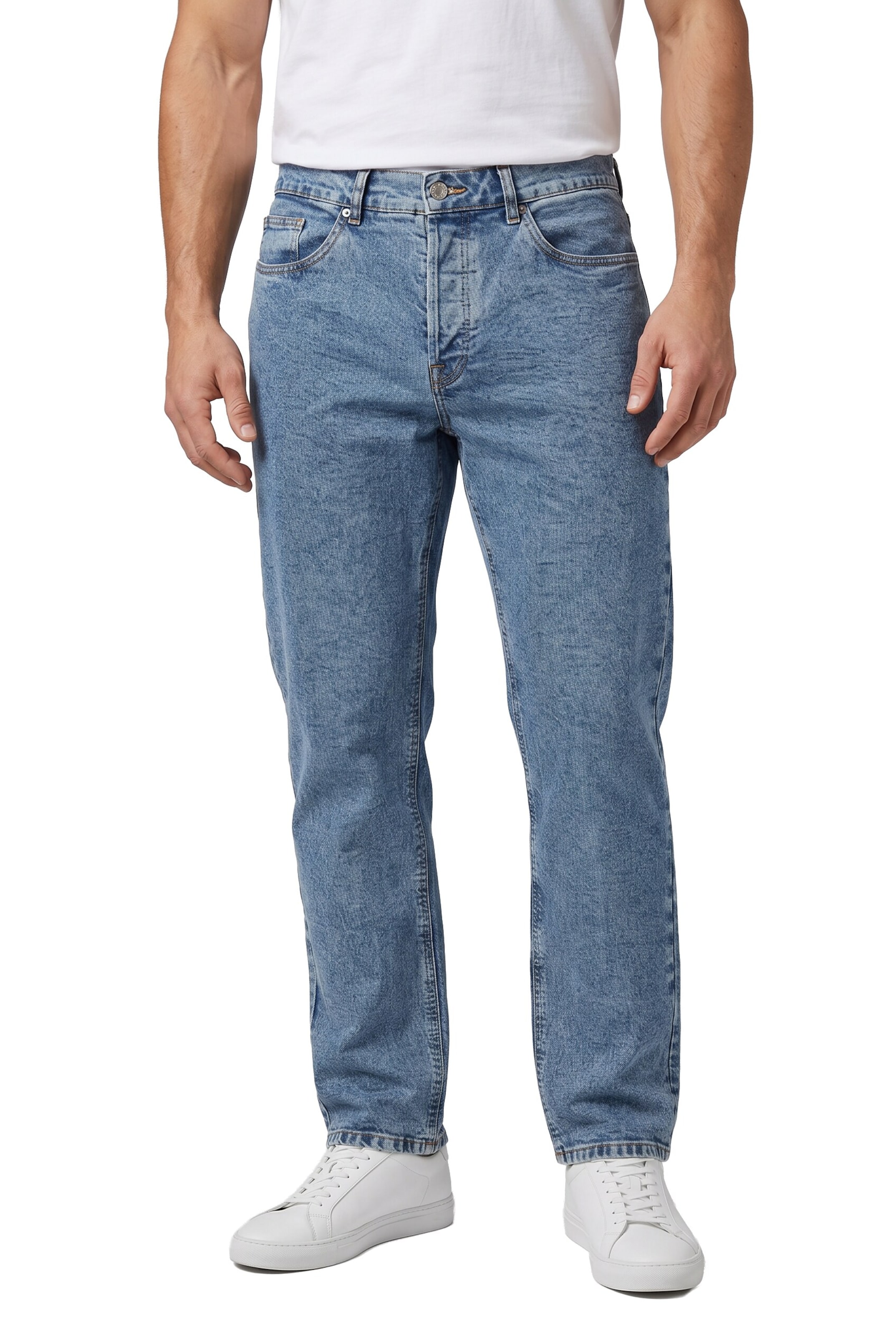 Men Plus Loosefit Jeans in Blauw: voorkant