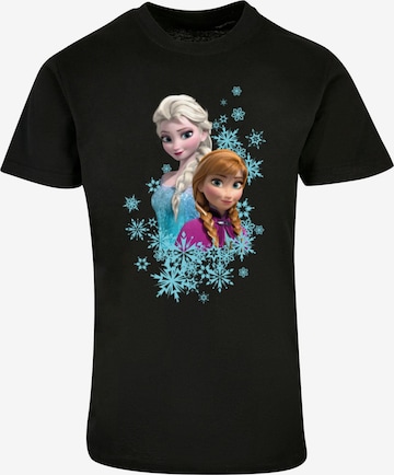 ABSOLUTE CULT Shirt 'Frozen - Elsa And Anna Sisters' in Zwart: voorkant