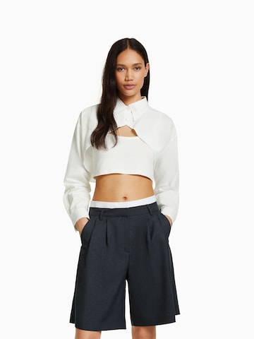 Bershka Wide Leg Shorts in Grau: predná strana