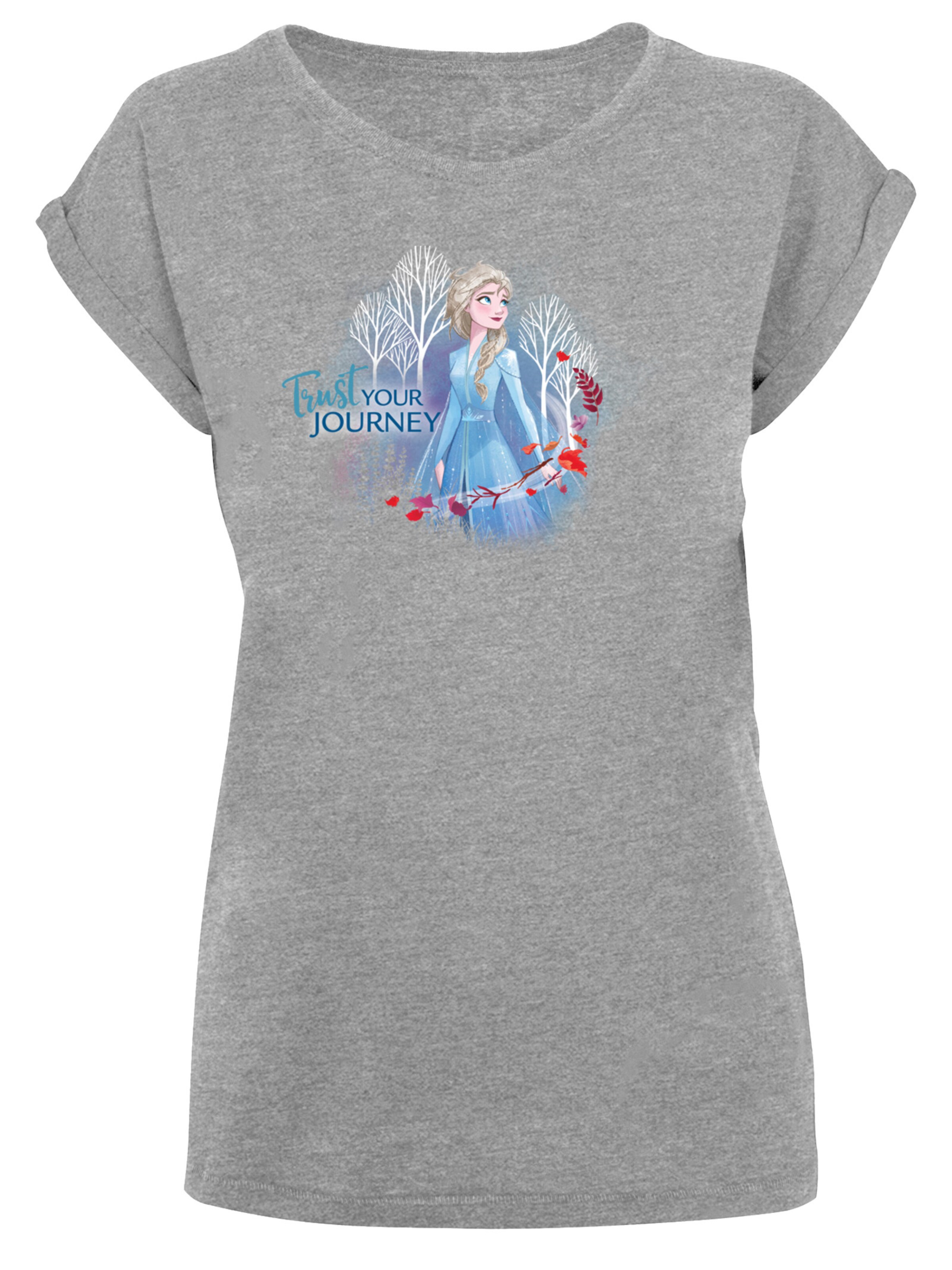 F4NT4STIC Shirt 'Disney Frozen 2 Trust Your Journey' in Grijs: voorkant