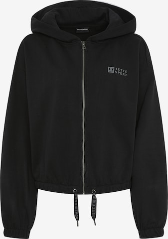 Jette Sport Zip-Up Hoodie in Black: front