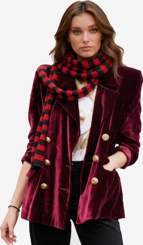 KoJooin Marynarka 'Damen Jacke Samt Blazer Doppelknopf Revers Elegant Zweireiher Freizeit' w kolorze czerwony: przód