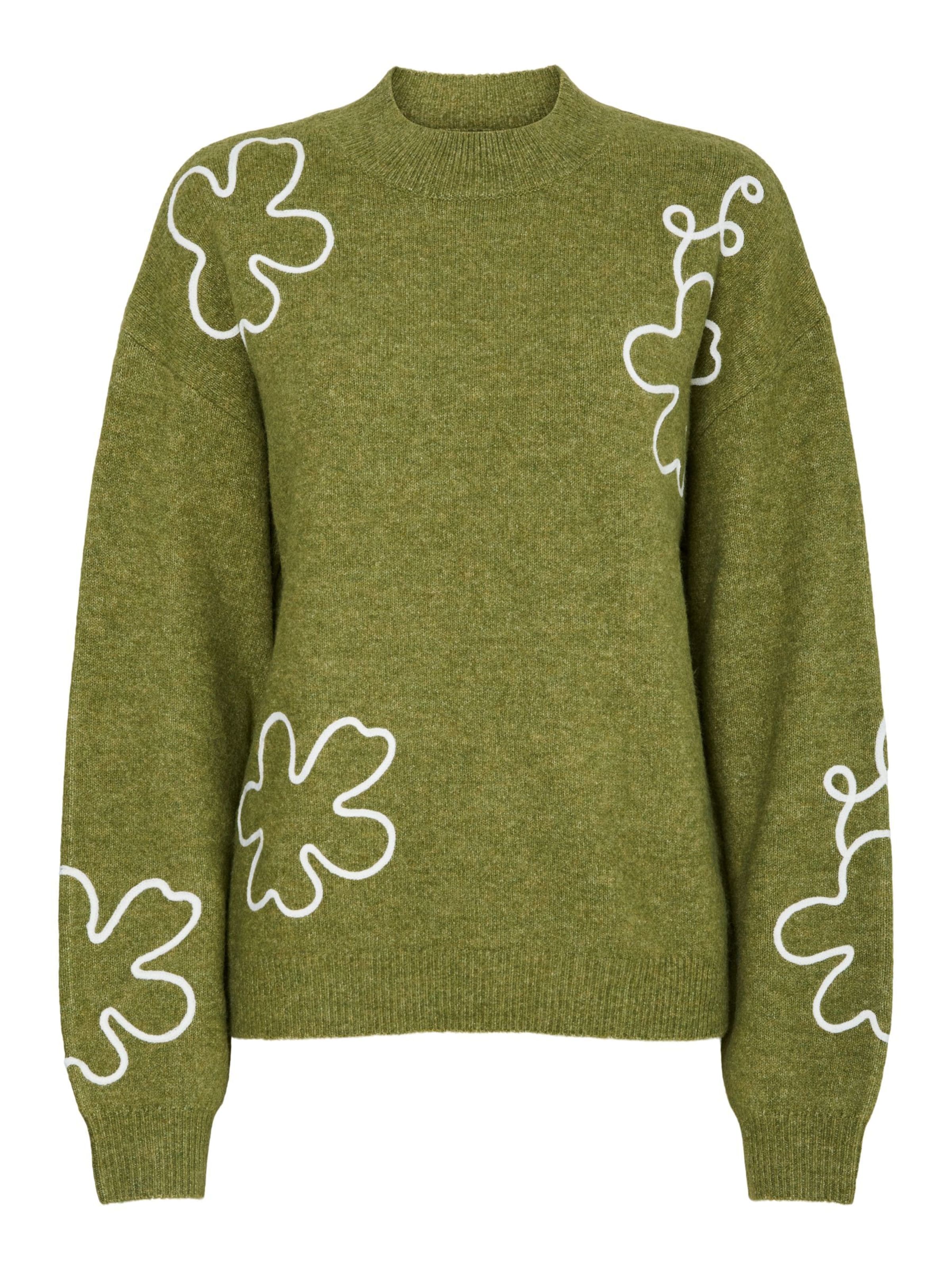 PIECES Pull-over 'PCRsoa' en olive / blanc cassé, Vue avec produit