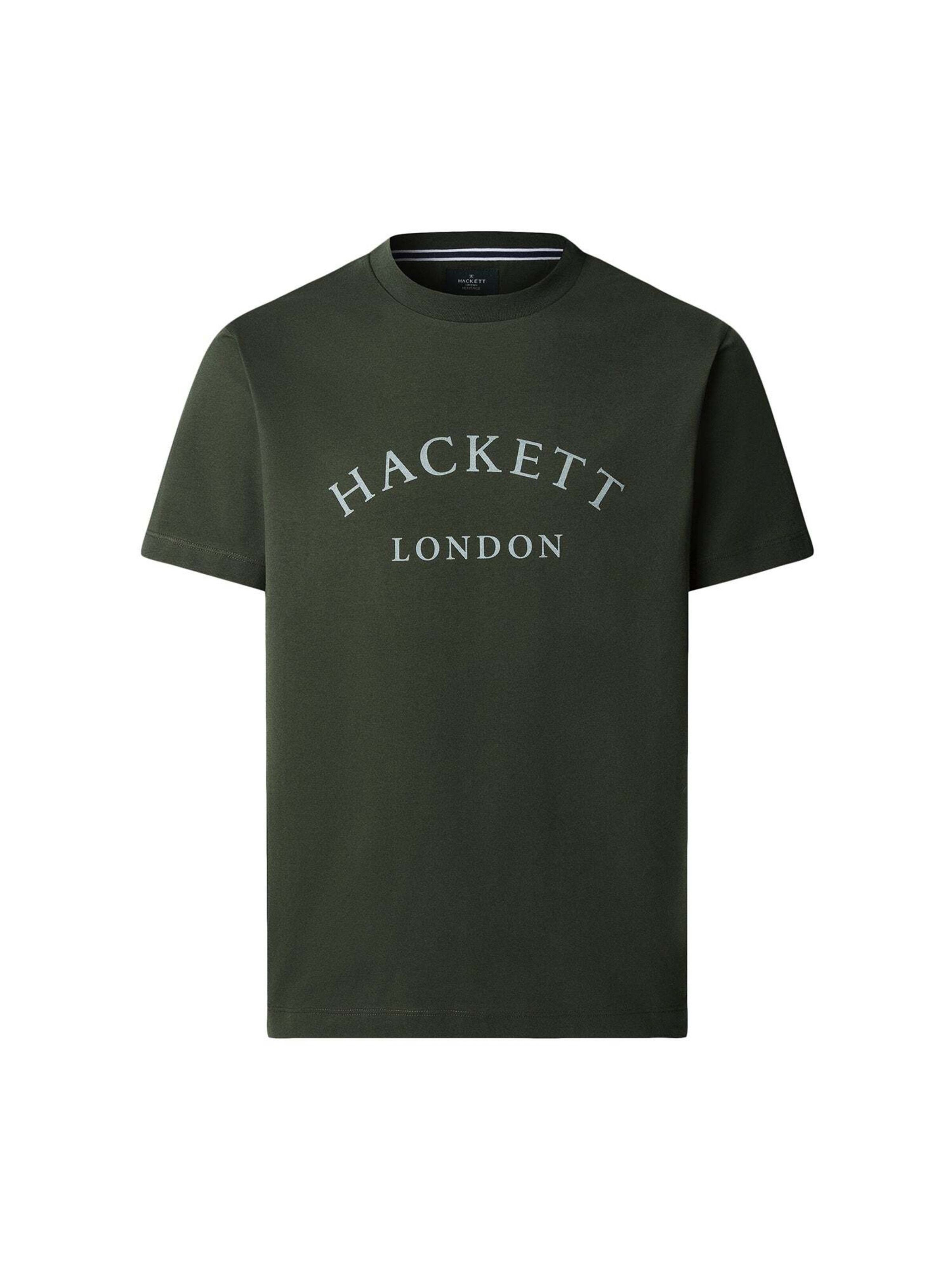 Hackett London T-Shirt 'Heritage Ess' in dunkelgrün / weiß, Produktansicht