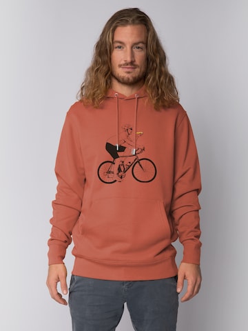 Watapparel Sweatshirt 'Fahrrad Und Pizza' in Bruin: voorkant