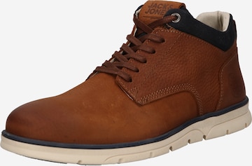 JACK & JONES Lace-Up Boots 'Hennessy' in Brown: front