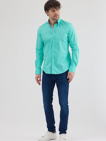 Slim fit Camicia business 'Donatello Iconic Poplin Stretch Man Shirt Green' di 7Camicie in verde
