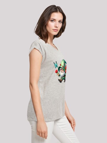 F4NT4STIC Shirt 'Gnom Frühling Blumen Schmetterling' in Grijs