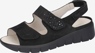 WALDLÄUFER Strap Sandals in Black: front