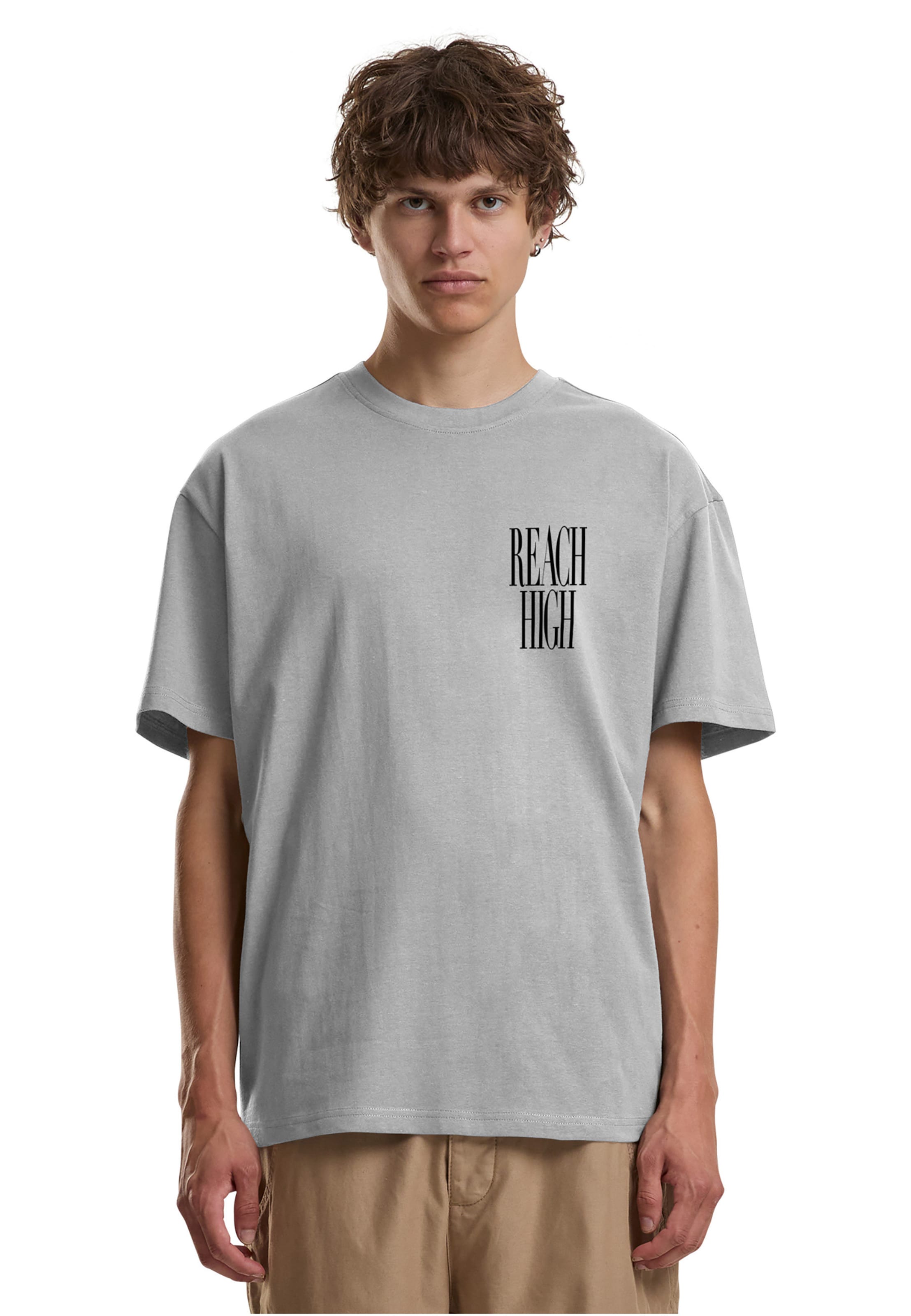 Mister Tee Póló 'Reach  High' - szürke: elől