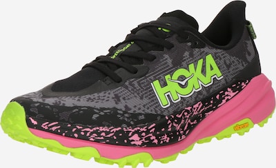 Bėgimo batai 'Speedgoat 6' iš HOKA, spalva – pilka / neoninė žalia / rožinė / juoda, Prekių apžvalga