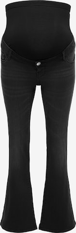 juoda Only Maternity Plačios klešnės Džinsai 'OLMHELLA LIFE HW RETRO FLARED DNM BOX': priekis
