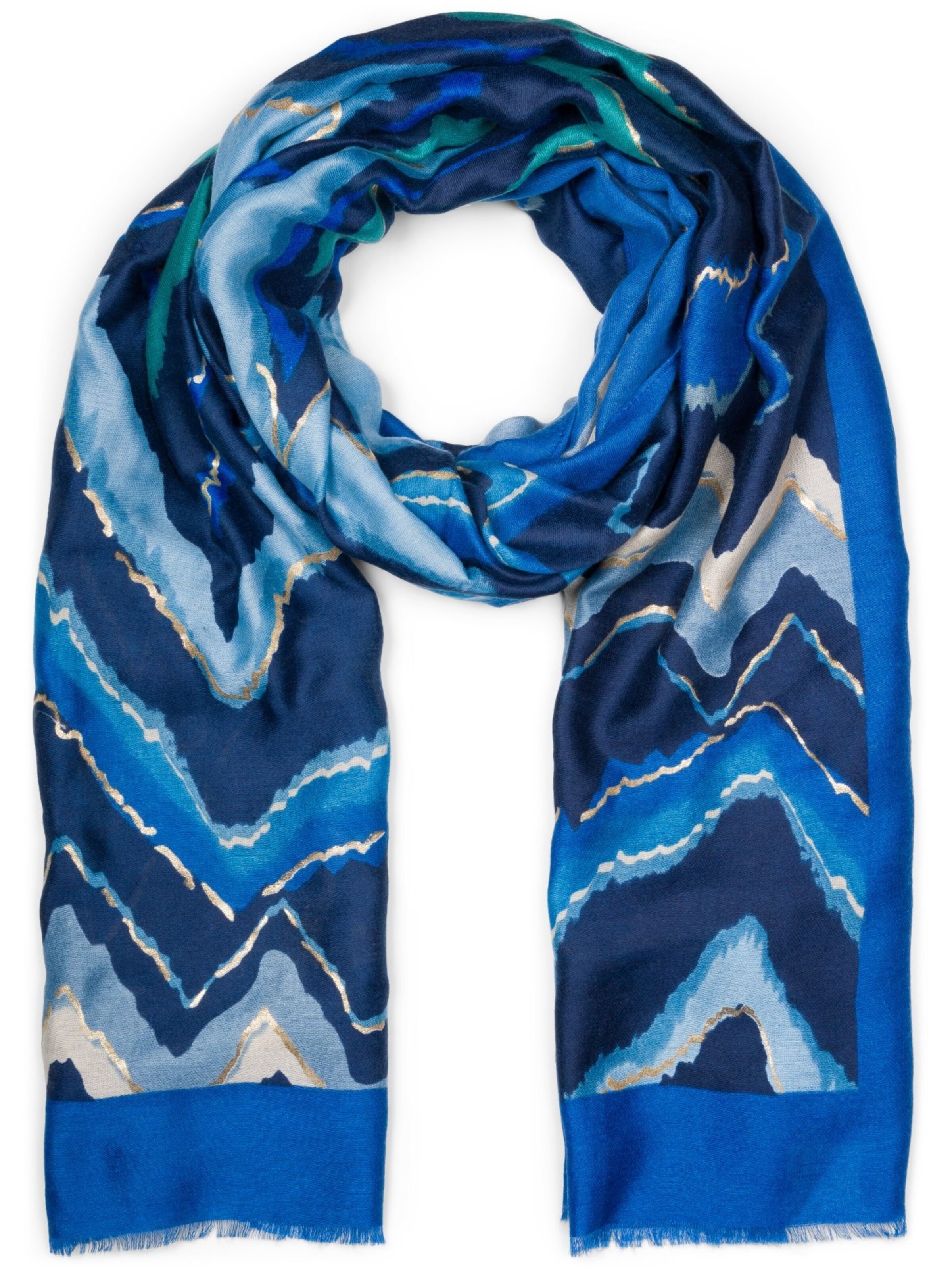 styleBREAKER Scarf 'Leichter Schal mit Zick-Zack Muster' in Blue: front