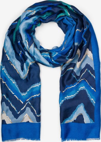 styleBREAKER Schal 'Leichter Schal mit Zick-Zack Muster' in Blau: Vorderseite