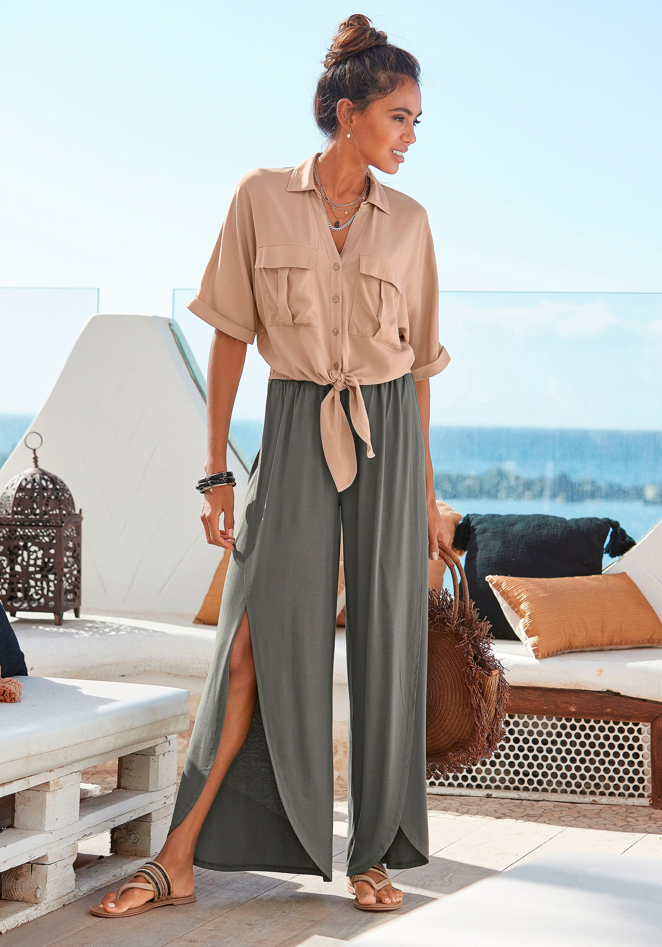 Frauen Große Größen LASCANA Hose 'Aladin' in Khaki - YK98402 Frauen Große Größen LASCANA Hose 'Aladin' in Khaki - YK98402