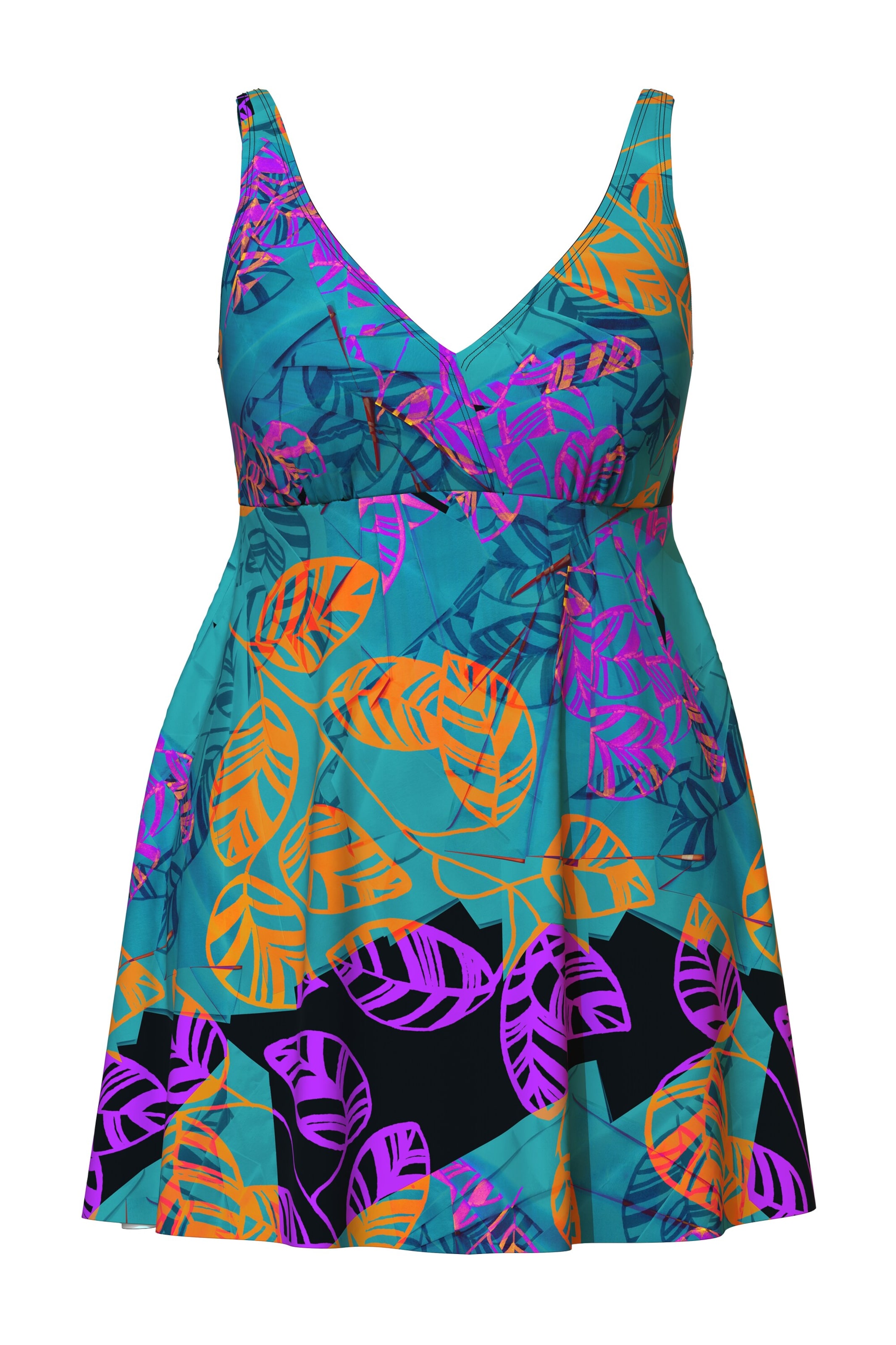 Ulla Popken Triangel Badeanzugkleid in Blau: Vorderseite