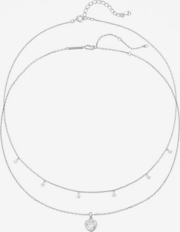 Hey Happiness Necklace 'Crystal Heart' in Silver: front