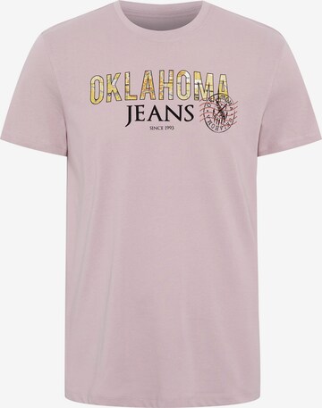 Oklahoma Jeans T-Shirt ' mit Label-Print im City-Map-Look ' in Pink: predná strana