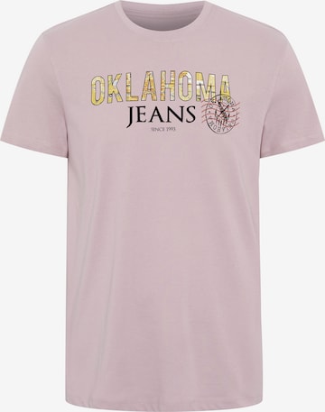 Oklahoma Jeans T-Shirt ' mit Label-Print im City-Map-Look ' in Pink: predná strana