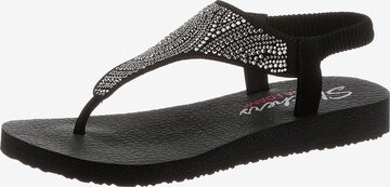 SKECHERS T-Bar Sandals in Black: front