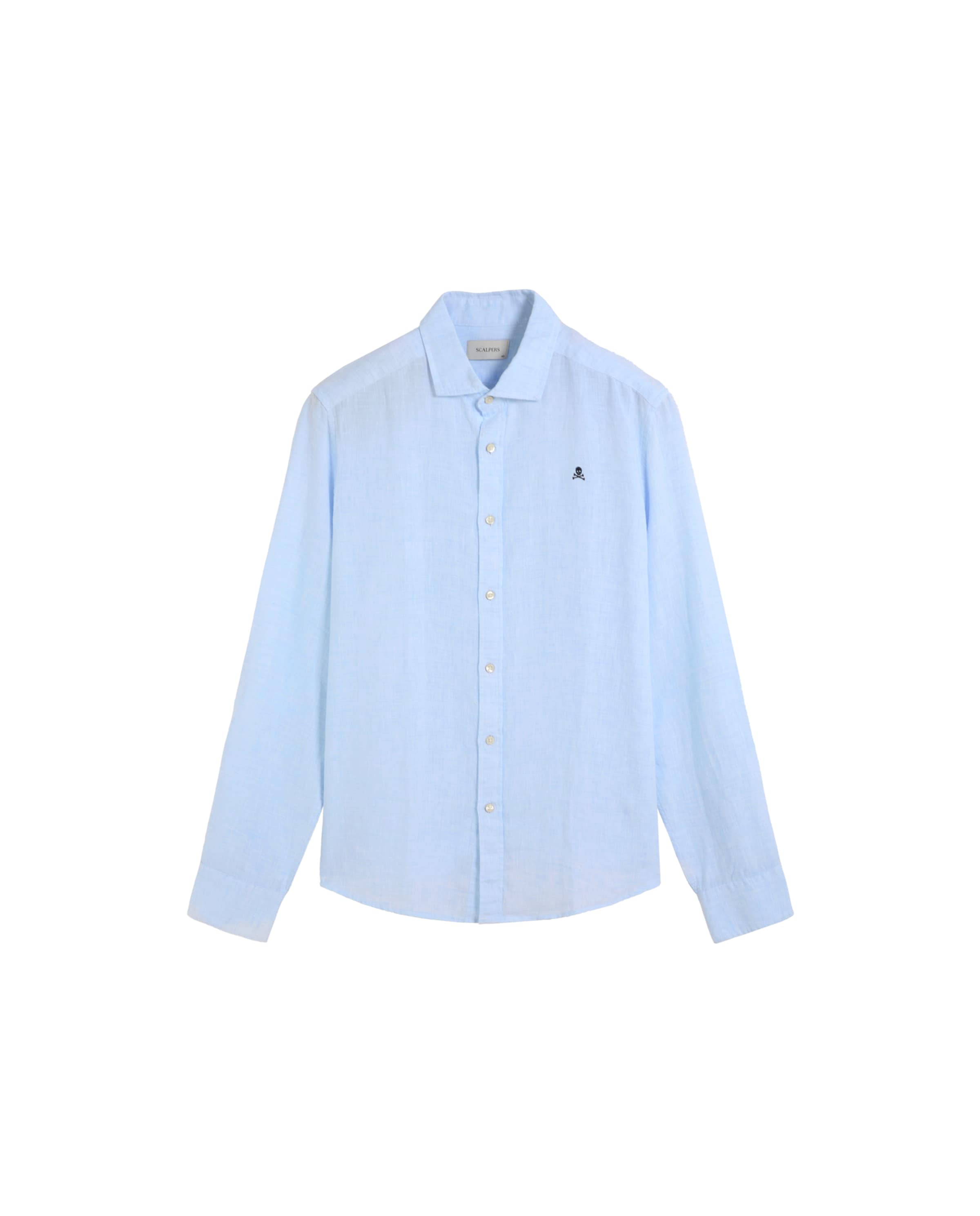 Scalpers Regular Fit Fancy Linen Shirt ' ' in Blau: Vorderseite