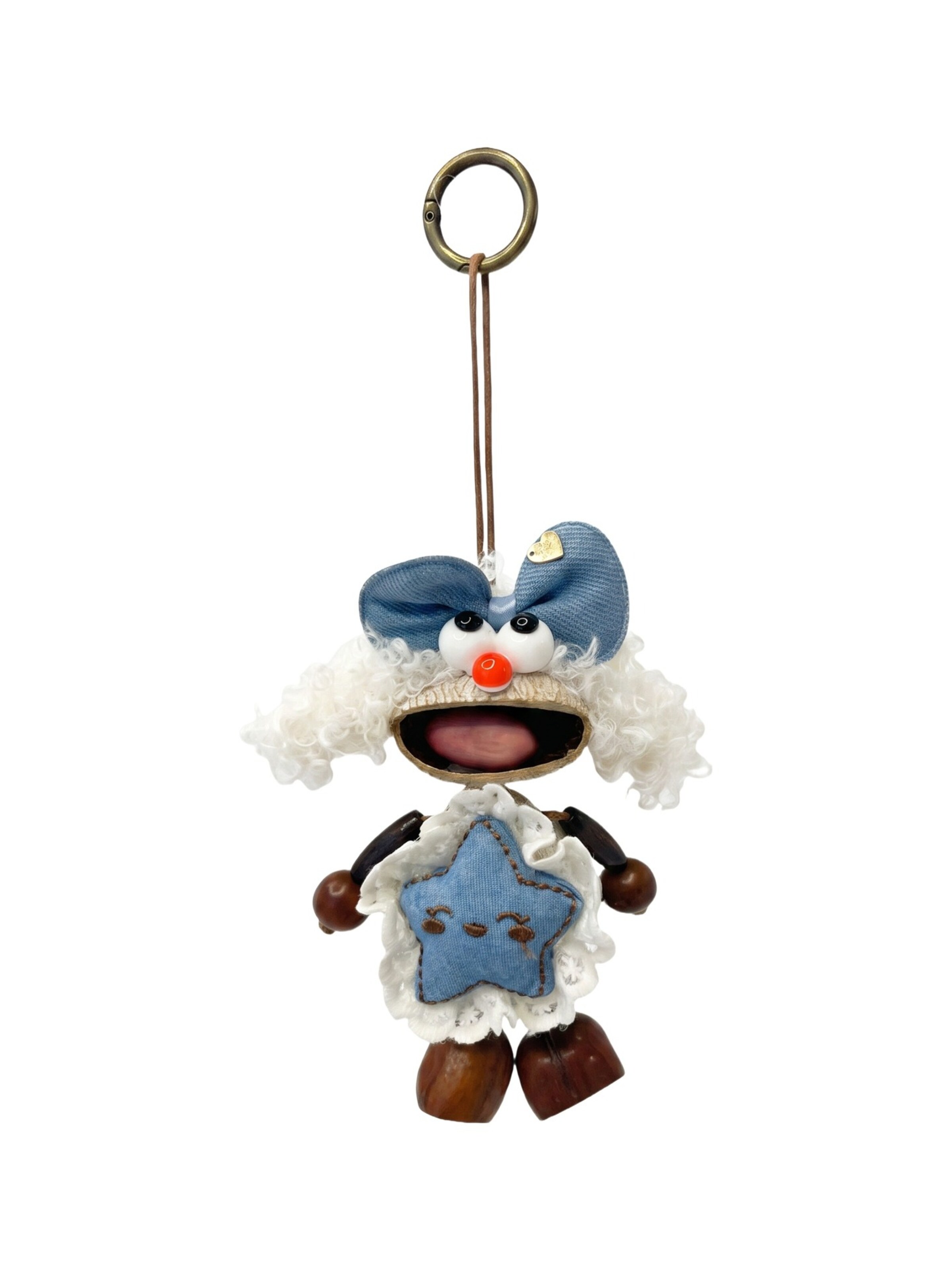 Portachiavi 'Portachiavi Kassandra e - Poliestere Perline Legno Unisex' di Kassandra in blu: frontale