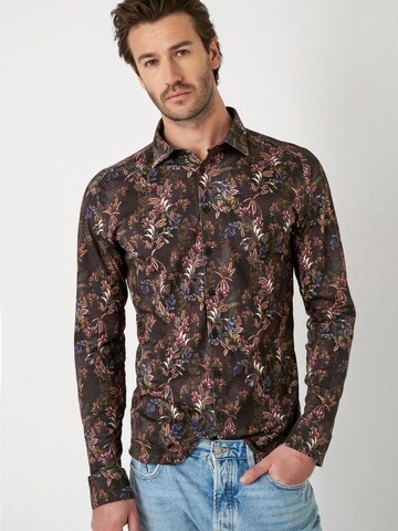 DESOTO Slim fit Button Up Shirt in Brown: front