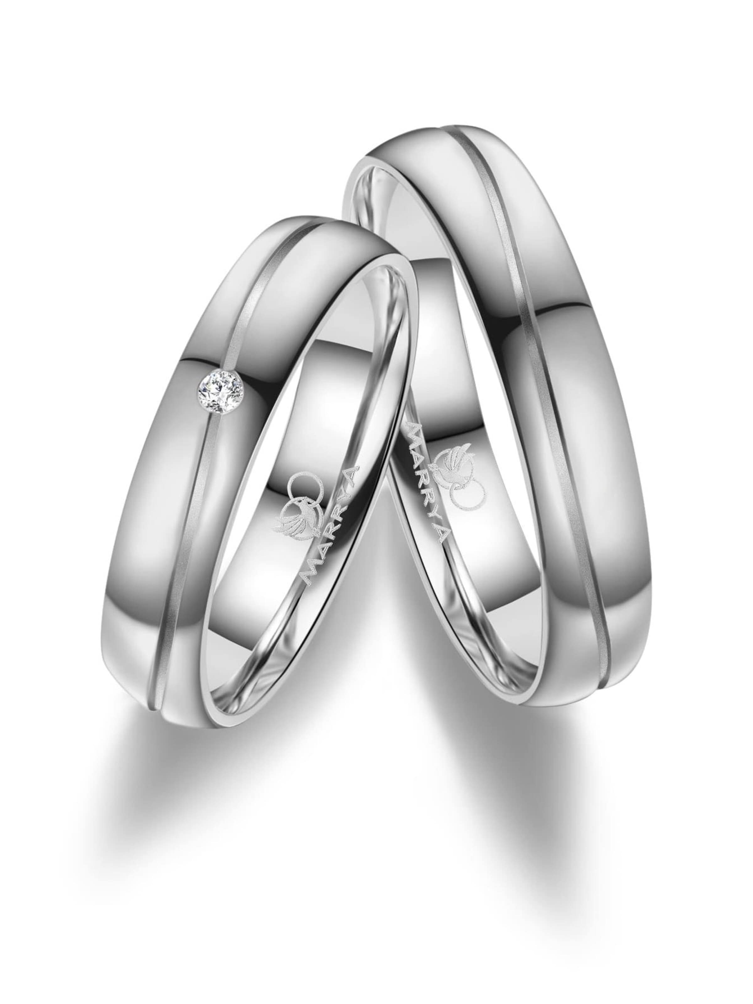 MARRYA Ring 'MARRYA ES-17 Ehering aus Edelstahl - Silberfarben' in Silver: front