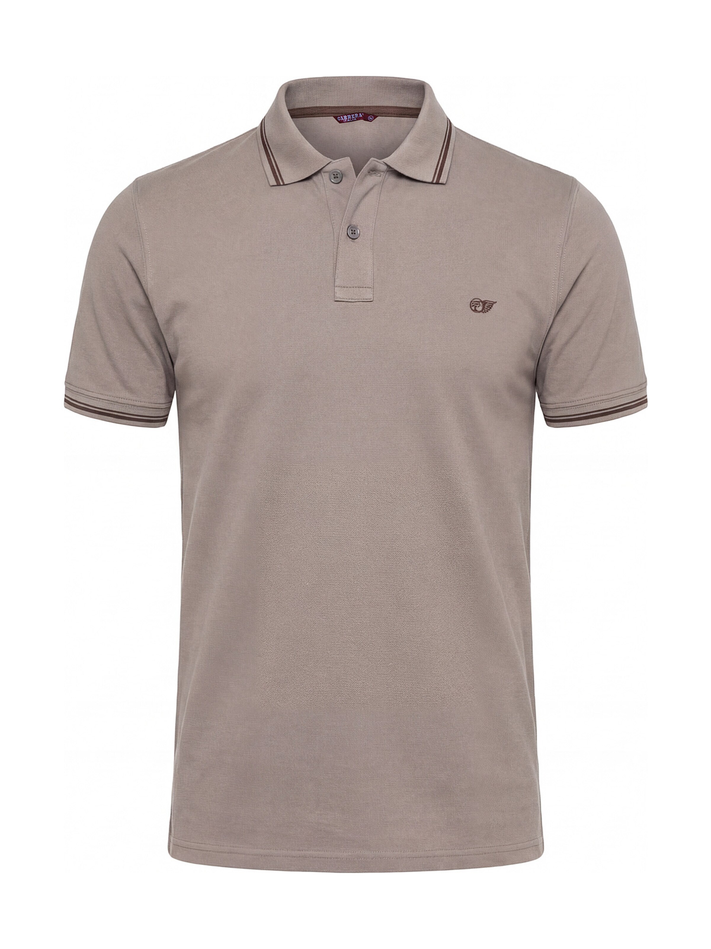 Carrera Jeans Regular Fit Hemd 'Piqué Polo Tipping'‌‌ in Braun: Vorderseite