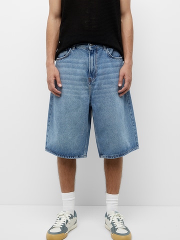 Pull&Bear Wide leg Jeans in Blauw: voorkant