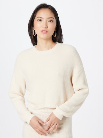 Noisy May Curve Sweater in Beige: front