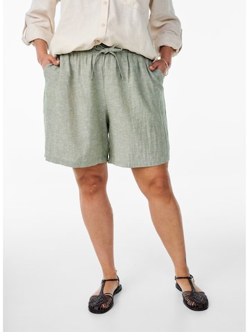 Zizzi Regular Broek 'VLINA' in Groen: voorkant