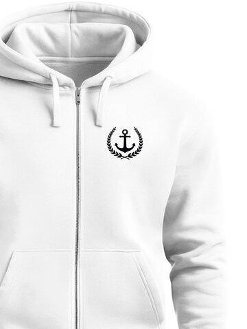 Neverless Sweatjacke 'Anker Captain'‌‌ in Weiß