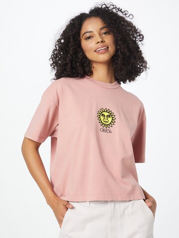 Obey T-shirt ' Sunshine' i rosa: framsida