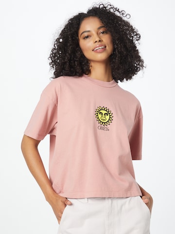 Maglietta ' Sunshine' di Obey in rosa: frontale