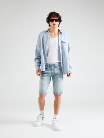 INDICODE JEANS Regular Shorts 'Kaden Holes' in Blau