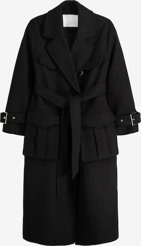 Bershka Between-seasons coat in Black: front